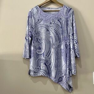Chico’s Purple Paisley Ultimate Comfort Tee in size 2